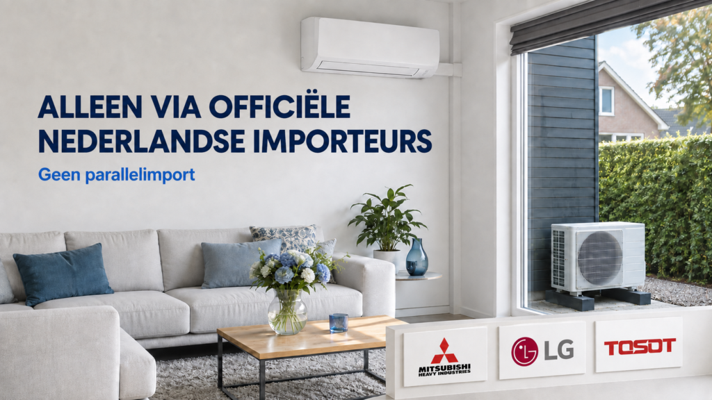 Airco via officiële Nederlandse importeurs met Mitsubishi Heavy Industries, LG en Tosot – geen parallelimport
